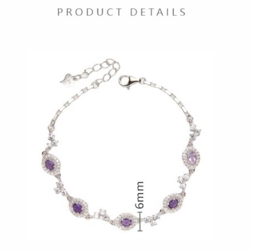 S925 Sterling Silver Natural Garnet Apatite Amethyst and Colorful Gemstone Bracelet